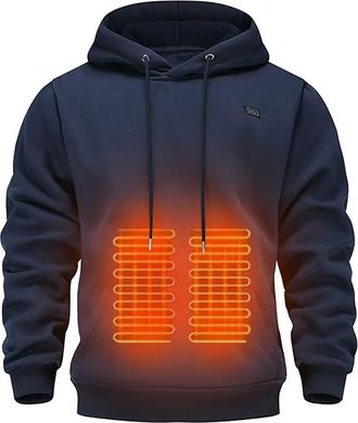 Generic Heated Hoodie for Men Women UK Heated Sweatshirt with 5 Heated Zones USB Electric Heated Outerwear Unisex Winter Hooded Jumper Cosy Tops Pullover Clot