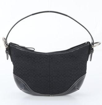 Coach Black Leather Canvas Handbag Shoulder Bag Tote Bag (Pre-Owned)