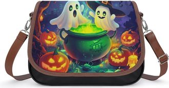 Generic Halloween Ghosts Crossbody Bag Womens Handbag PU Message Bags Shoulder Purse with Adjustable Strap