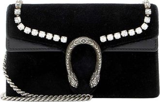Gucci Black Velvet Crystal Embellished Dionysus Mini Shoulder Bag (Authentic Pre-Loved)