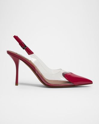 Alaia Coeur Clear Patent Heart-Toe Slingback Pumps