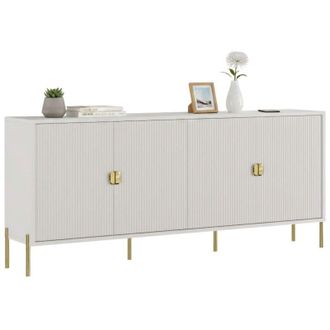 Dmora Credenza Arpina, Madia Cassetti, 4 Ripiani, Apertura Battente, 203x49x83h cm Beige