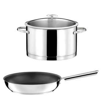 Cuisinox 1 olla de acero inoxidable de 24 cm con tapa y 1 sart&eacute;n de 28 cm con