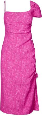 Stine Goya Stijlvolle Geplooide Stretch Jurk - Dames - Feestkleedjes - Roze - M - Katoen - Kleedjes