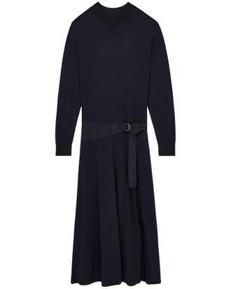 Reiss Alina Belted Knit Woven Maxi Dress