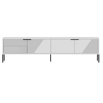 Calicosy Mueble TV con patas y 2 puertas estriadas L180 cm - Blanco