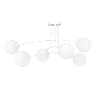 Wonderlamp Plaf&oacute;n de techo 6 luces minimalista blanca con esferas de cristal