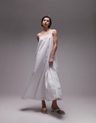 SNDYS flower lace trim cami trapeze maxi dress in white