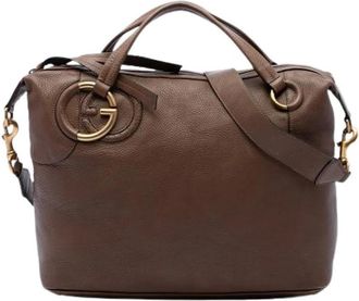 Gucci Pre-owned Twill Satchel - Dames - Vintage Handtas - Bruin - ONE Size - Leer - Vintage