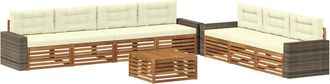 vidaXL Conjunto De Sof&aacute;s De Exterior 8 Uds. Natural Y Crema Poli&eacute;ster Vidaxl