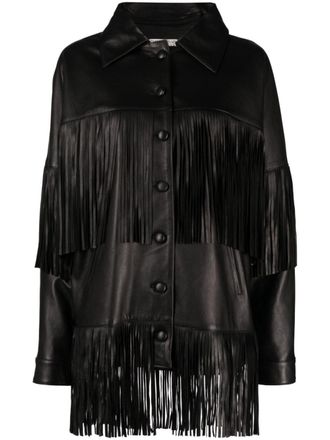 DanCassab Loretta fringed leather jacket - women - Lamb Skin/Polyester - S - Black