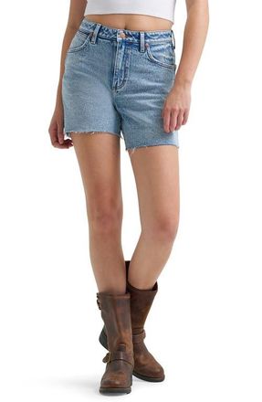 Wrangler Cowboy High Waist Denim Cutoff Shorts in Blissful Blue at Nordstrom, Size 27