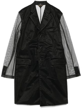 Comme Des Garçons mesh-overlay coat - women - Polyester/Wool/Nylon - M - Black