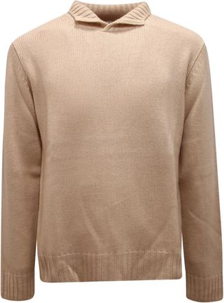 Dondup Wollen coltrui - Heren - Ronde hals truien - Beige - L - Wol - Truien & Vesten