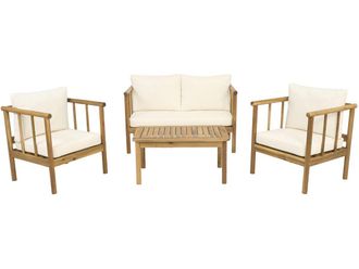 Habitat et Jardin Conjunto De Jard&iacute;n De Madera Con Cojines Incluidos <> - 4 Plazas - Beige