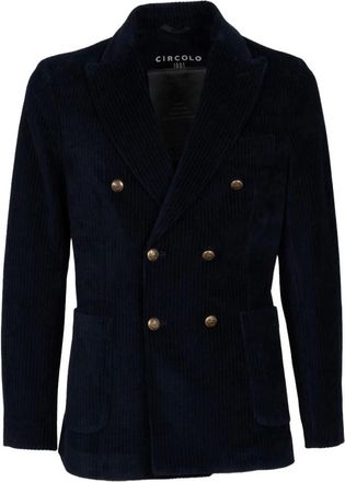 Circolo 1901 Marineblauwe Corduroy Jas - Heren - Blazers - Blauw - L - Katoen - Jassen