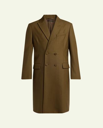 Tom Ford Mens High-Twist Twill Double-Breasted Overcoat