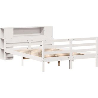 vidaXL Bookcase Bed without Mattress White 150x200 cm King Solid Wood Pine Vidaxl