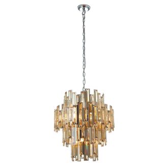 Loops Ceiling Pendant Light Chrome Plate & Champagne Crystal 12 x 40W E14