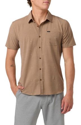 O'Neill Standard Fit TRVLR Traverse Performance Short Sleeve Button-Up Shirt in Dark Khaki at Nordstrom, Size Medium
