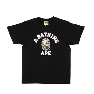 A Bathing Ape Bape Black Cotton Ape Short Sleeve T-Shirt - Black