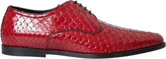 Dolce & Gabbana Rode Python Leren Derby Formele Schoenen - Heren - Veterschoenen - Rood - 39 EU - Leer - Schoenen