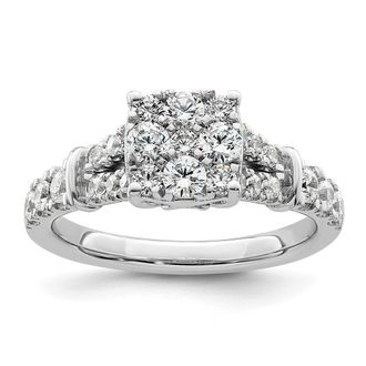 Diamond2Deal 14k White Gold Lab Grown Diamond Engagement Ring 1Ct Clarity- VS Color- G-H