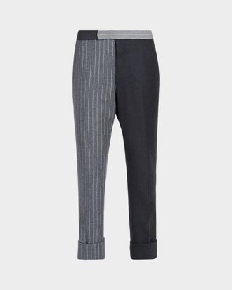 Thom Browne Men & apos;s Fit 1 Classic Backstrap Banker Stripe Flannel Trousers