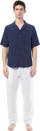 Onia Air Linen Convertible Vacation Shirt in Deep Navy at Nordstrom, Size Xx-Large S