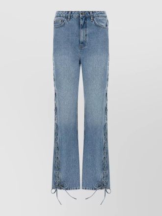 Rotate denim twisted lacing straight-leg jeans