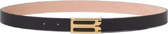 Victoria Beckham Gold Tone Logo Leather Belt, Size 70