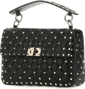 Valentino Garavani Womens Black Nappa Leather Medium Rockstud Spike Handbag Nero Borse A Tracolla Bag