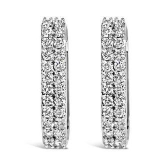 House of Brilliance 10K Gold 1/4 Cttw Lab Grown Diamond Double Row Huggie Hoop Earrings in White at Nordstrom