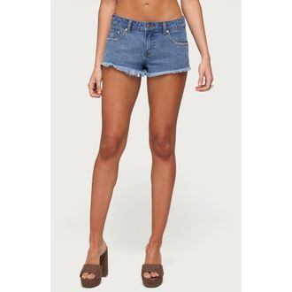 Edikted Cutoff Denim Shorts in Blue-Washed at Nordstrom, Size X-Large