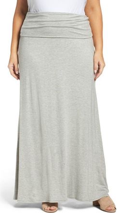 Loveappella Fold Over Maxi Skirt in Heather Grey at Nordstrom, Size 3X