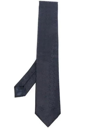 Emporio Armani logo-jacquard silk tie - men - Silk - One Size - Blue