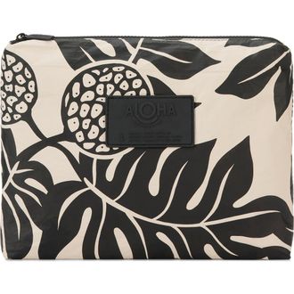 Aloha Collection Mid Holomua Water Resistant Tyvek Zip Pouch in Black/Sandstone at Nordstrom