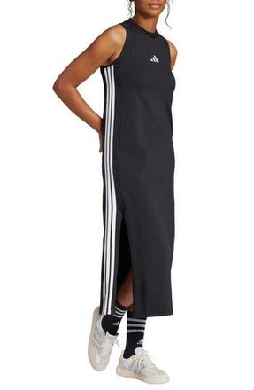 adidas Essentials 3-Stripes Racerback Midi Dress in Black/White at Nordstrom Rack, Size X-Small