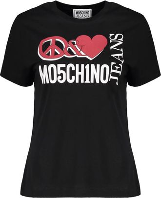 Moschino Tops, Dames, Zwart, 2Xs, Katoen, Fitted T-shirt