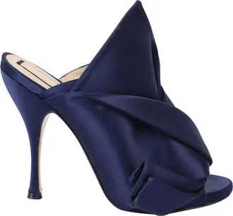 N&deg;21 N&ordm;21 Raso Knot Peep Toe Mules in marineblauw satijn
