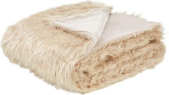 Beliani Beliani - Manta De Acr&iacute;lico Marr&oacute;n Claro 200 X 220 Cm Poli&eacute;ster Pelo Largo Dormitorio Delice