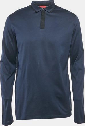 HUGO BOSS Navy Blue Jersey Long Sleeve Polo T-Shirt