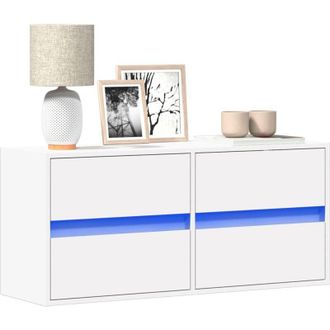 vidaXL Vidaxl - Mobile tv a Parete con Luci led Bianco 100x31x45 cm