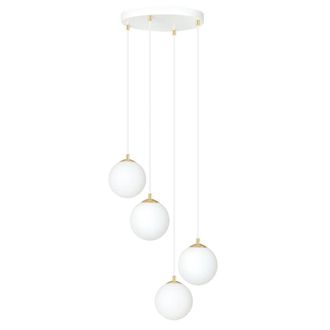 Wonderlamp L&aacute;mpara colgante blanco con altura regulable y 3 esferas de cristal