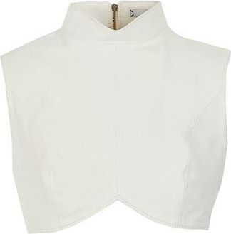 8 by YOOX LEATHER MOCK NECK CROPPED TOP