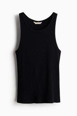 H&M Ribbed silk-blend tank top in Black at Nordstrom, Size X-Small