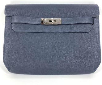 Herm&egrave;s Kelly Navy Togo Leather Clutch Bag (Pre-Owned)