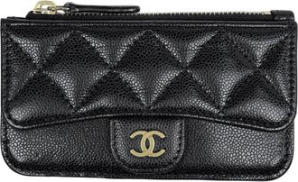 Chanel Matelasse Black Grained Calfskin Coin Purse/Coin Case (Pre-Owned)