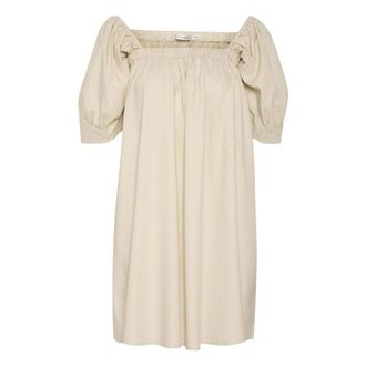 Gestuz Short Dresses, female, Beige, Size: 2XL Beige Linen Short Dress