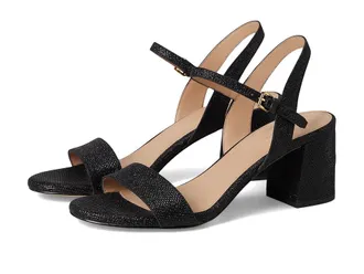 Cole Haan Josie Block Heel Sandals (65mm) Womens Shoes Black Glitter Mesh : 10.5 B - Medium, Leather